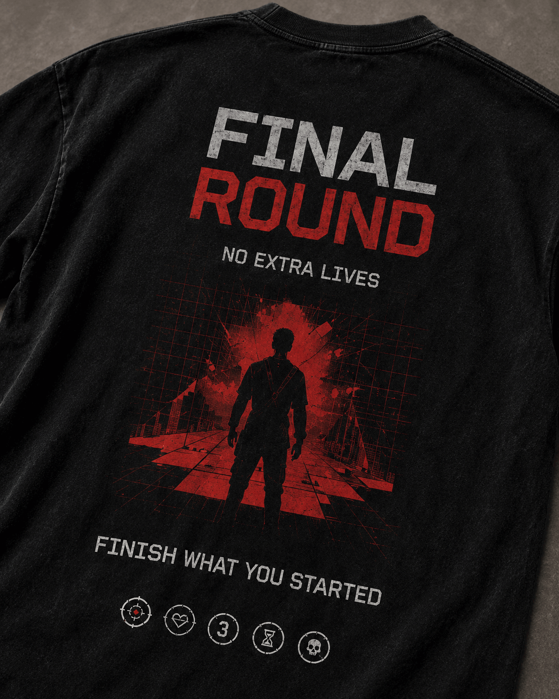 Final Round Drop-Shoulder Graphic T-Shirt – Washed Black