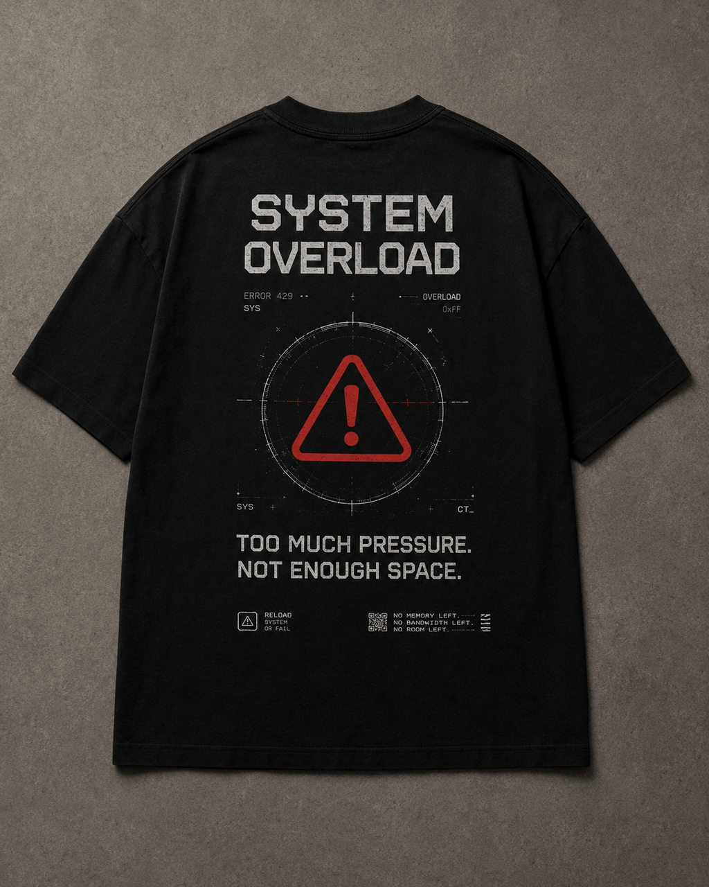 System Overload Drop-Shoulder Graphic T-Shirt – Black