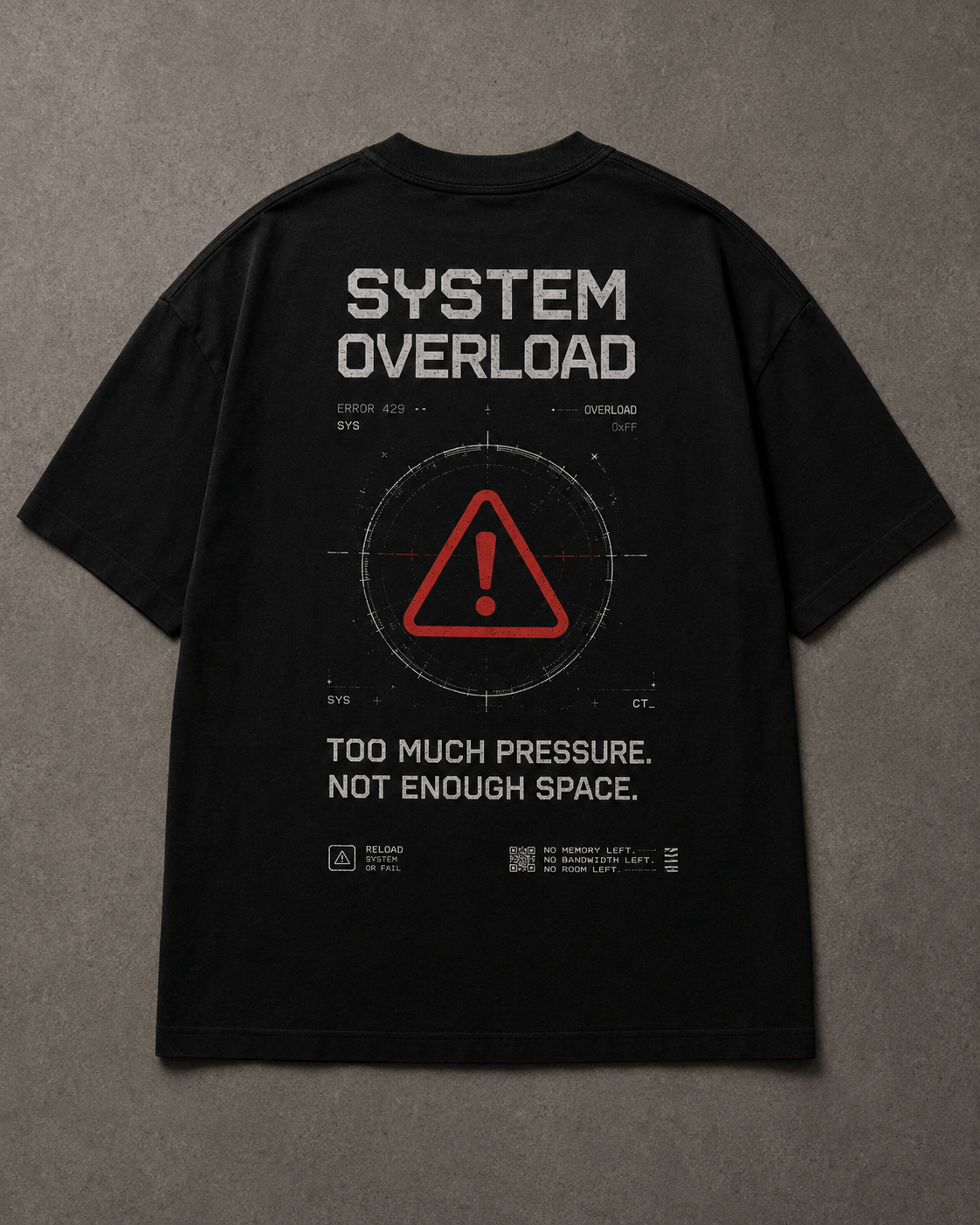 System Overload Drop-Shoulder Graphic T-Shirt – Black