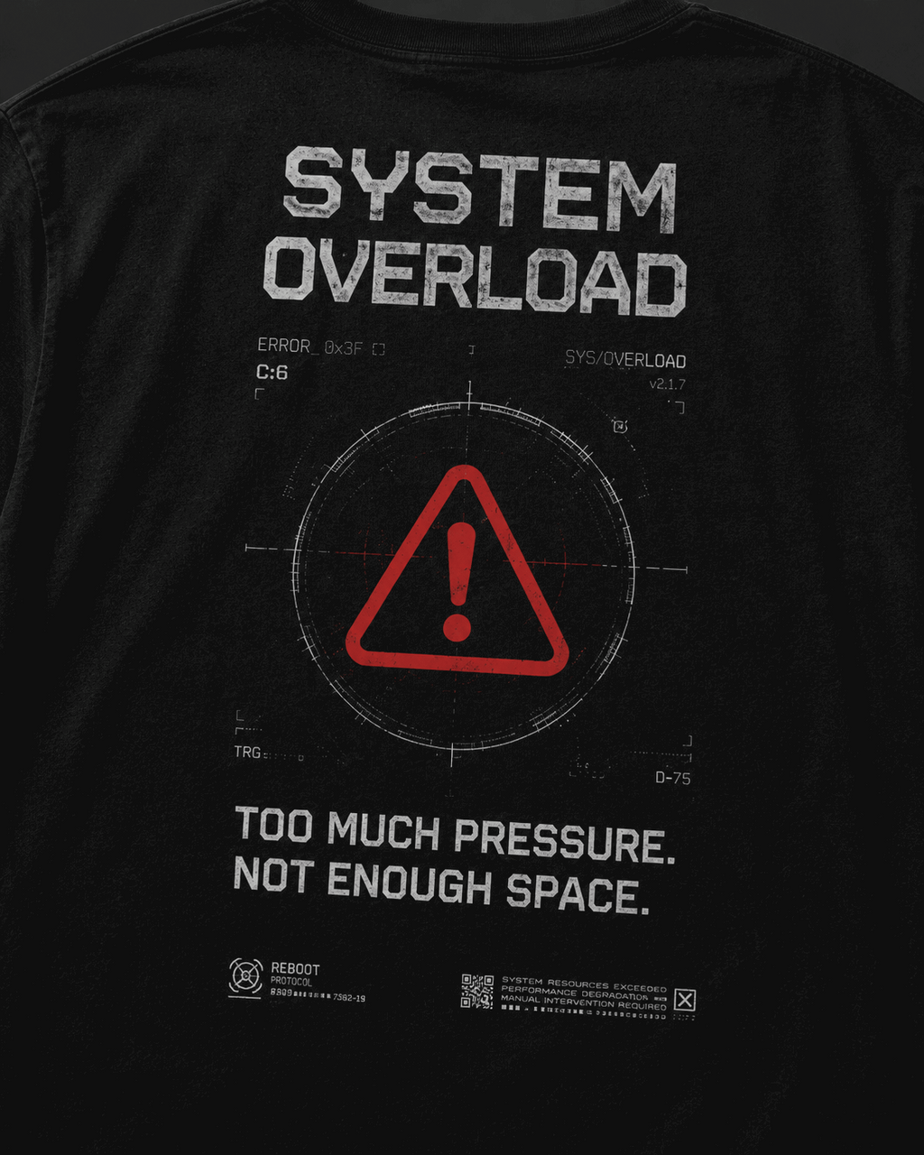 System Overload Drop-Shoulder Graphic T-Shirt – Black