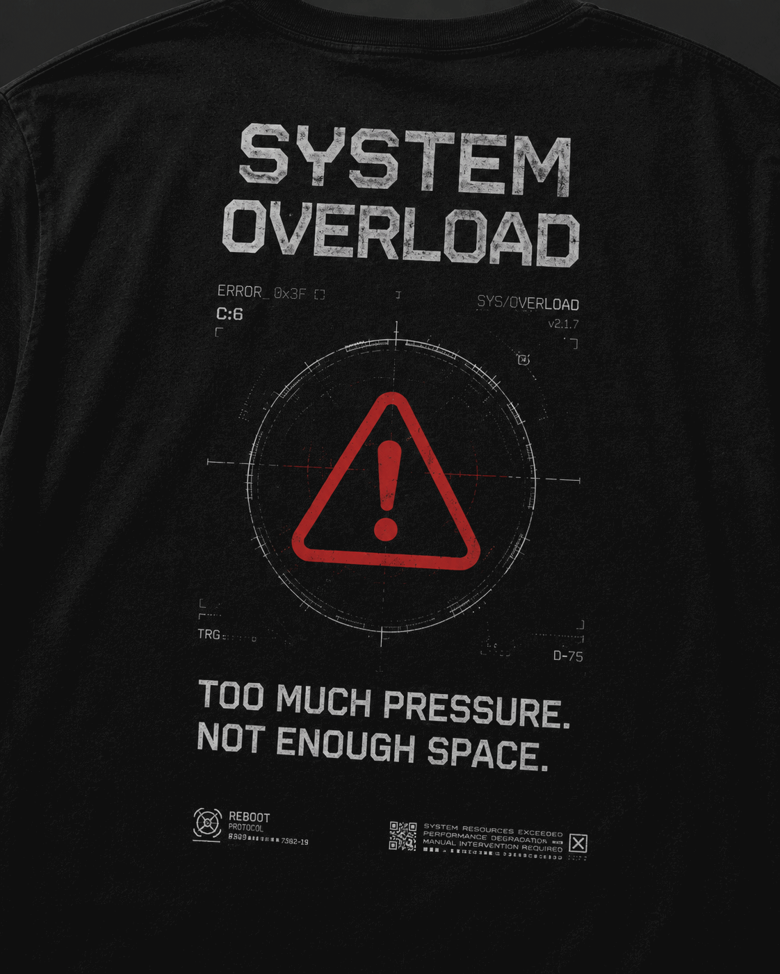 System Overload Drop-Shoulder Graphic T-Shirt – Black