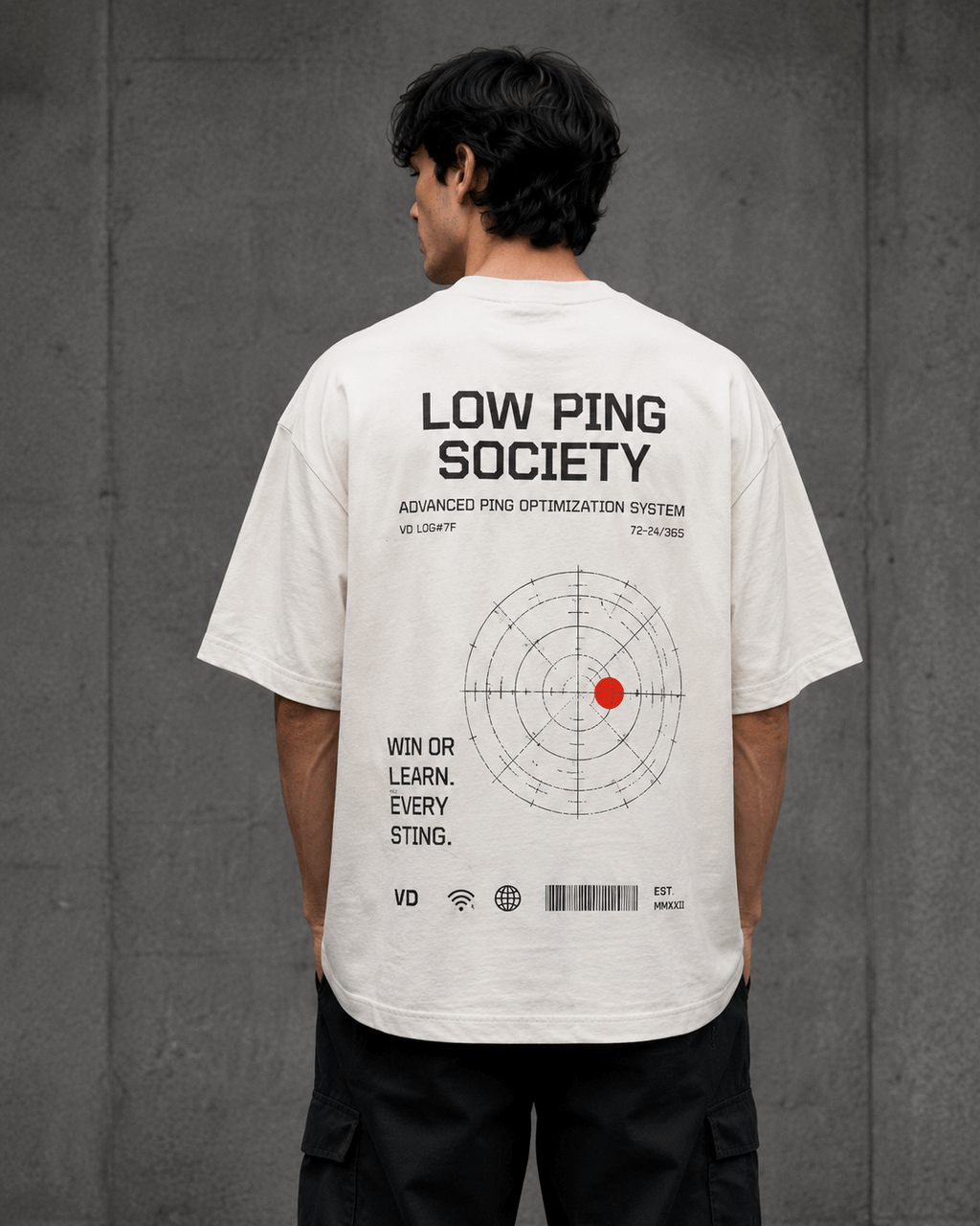 Low Ping Society Drop-Shoulder Graphic T-Shirt – Off-White
