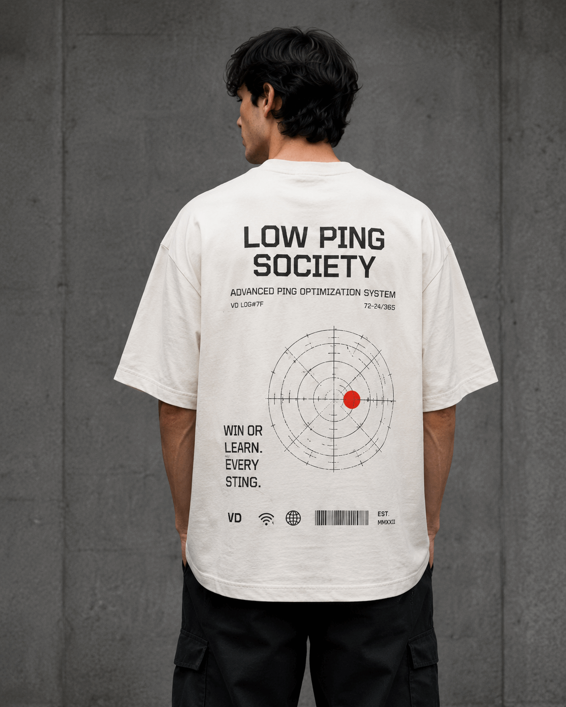 Low Ping Society Drop-Shoulder Graphic T-Shirt – Off-White