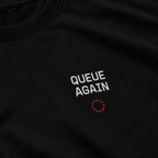 Queue Again Drop-Shoulder Graphic T-Shirt – Black