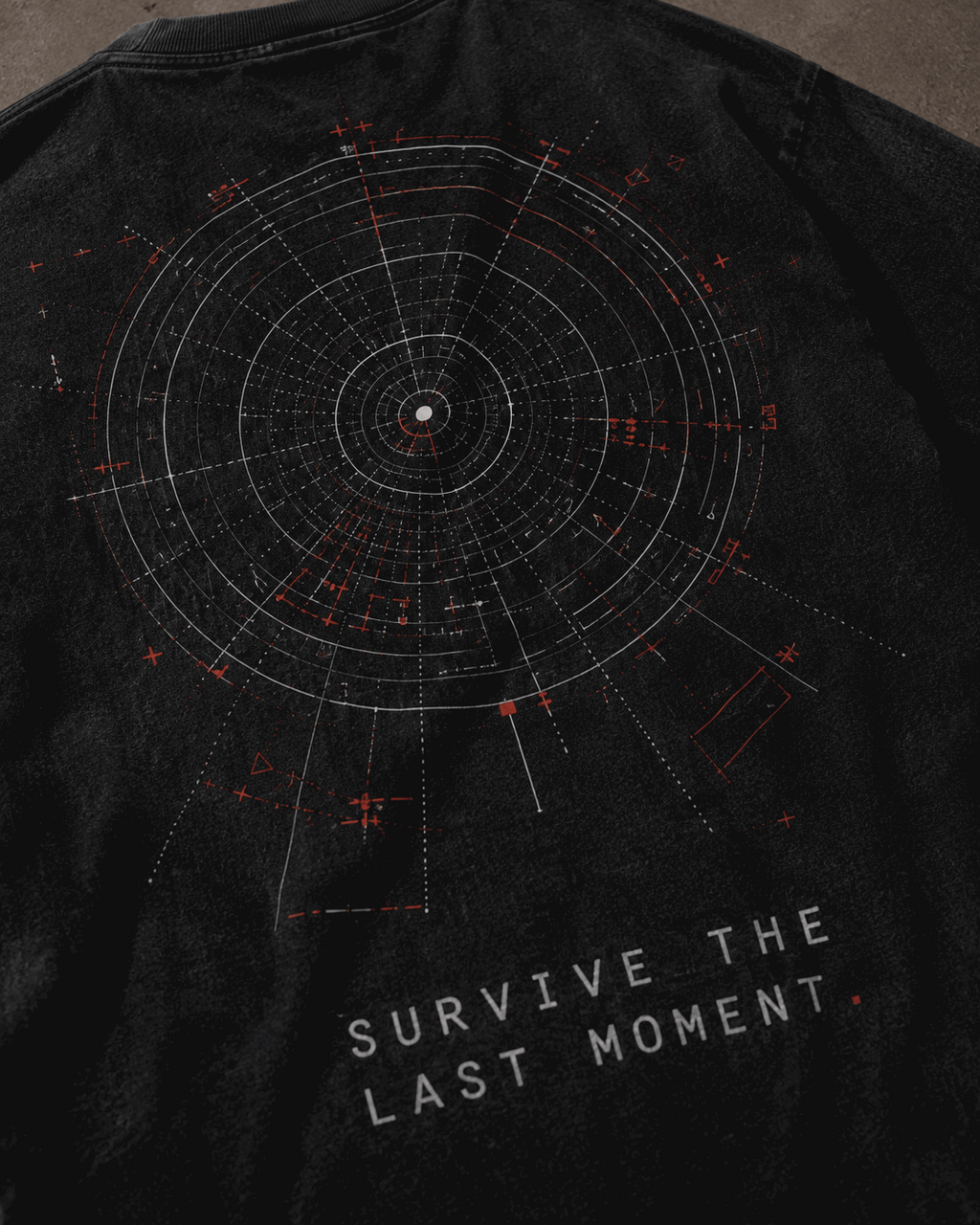 Last Circle Drop-Shoulder Graphic T-Shirt – Washed Black