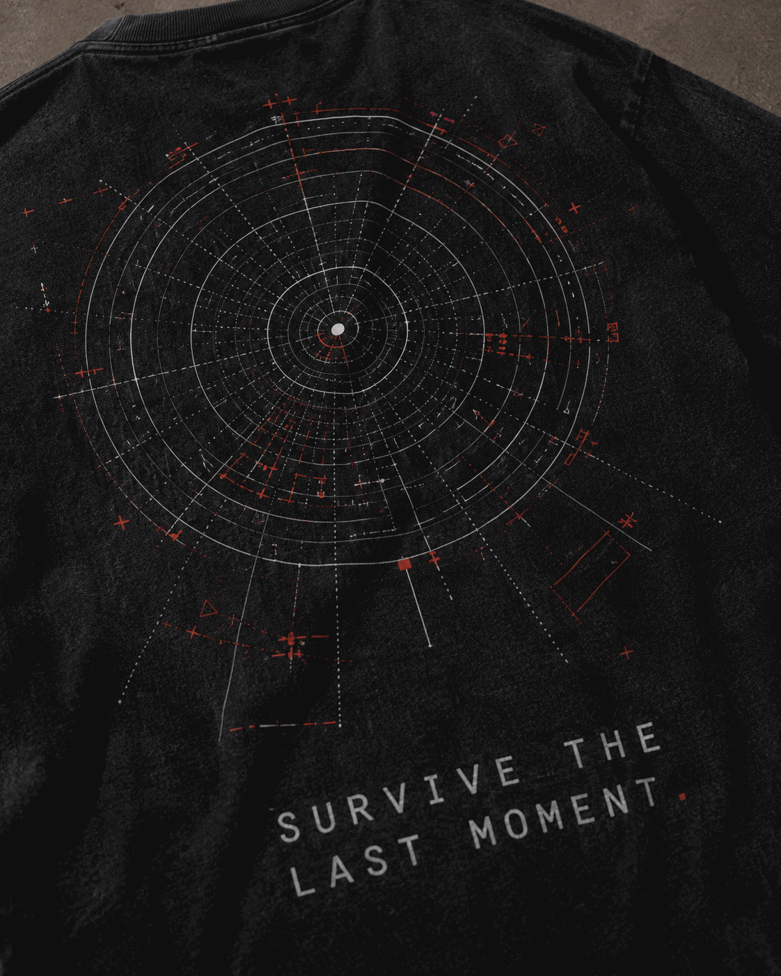 Last Circle Drop-Shoulder Graphic T-Shirt – Washed Black