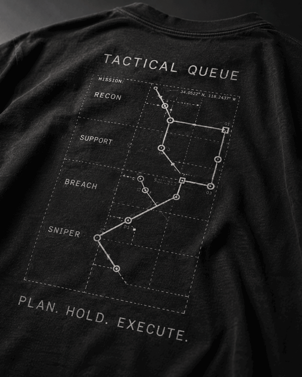 Tactical Queue Drop-Shoulder Graphic T-Shirt – Washed Charcoal