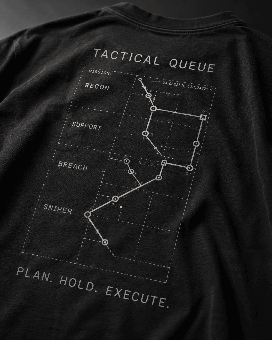 Tactical Queue Drop-Shoulder Graphic T-Shirt – Washed Charcoal
