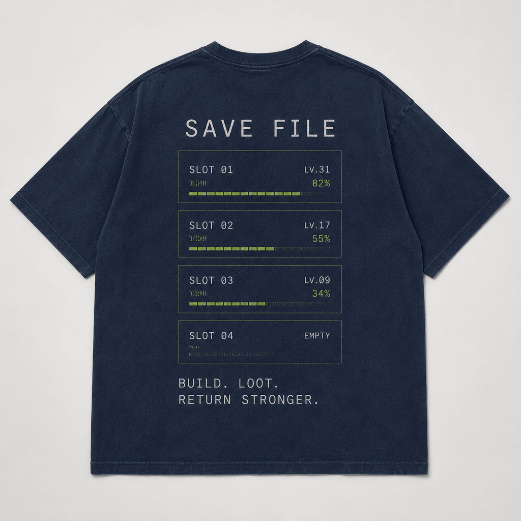 Save File Drop-Shoulder Graphic T-Shirt – Washed Navy