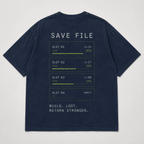 Save File Drop-Shoulder Graphic T-Shirt – Washed Navy