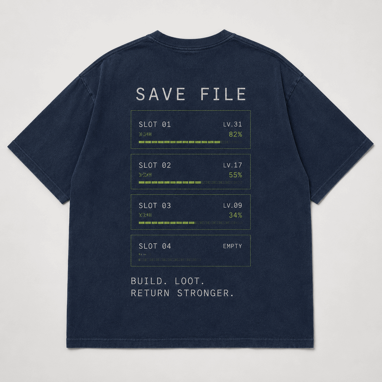 Save File Drop-Shoulder Graphic T-Shirt – Washed Navy