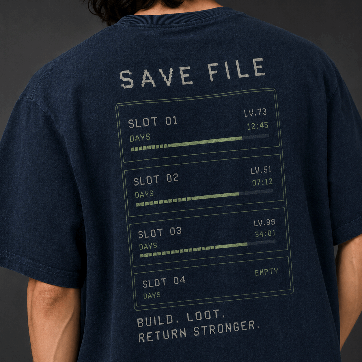 Save File Drop-Shoulder Graphic T-Shirt – Washed Navy