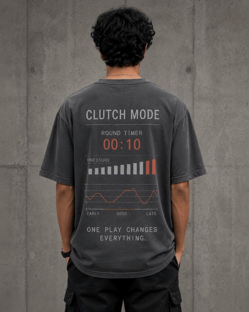 Clutch Mode Drop-Shoulder Graphic T-Shirt – Washed Charcoal