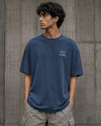 Pit Line Drop-Shoulder Graphic T-Shirt – Washed Blue