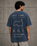 Pit Line Drop-Shoulder Graphic T-Shirt – Washed Blue