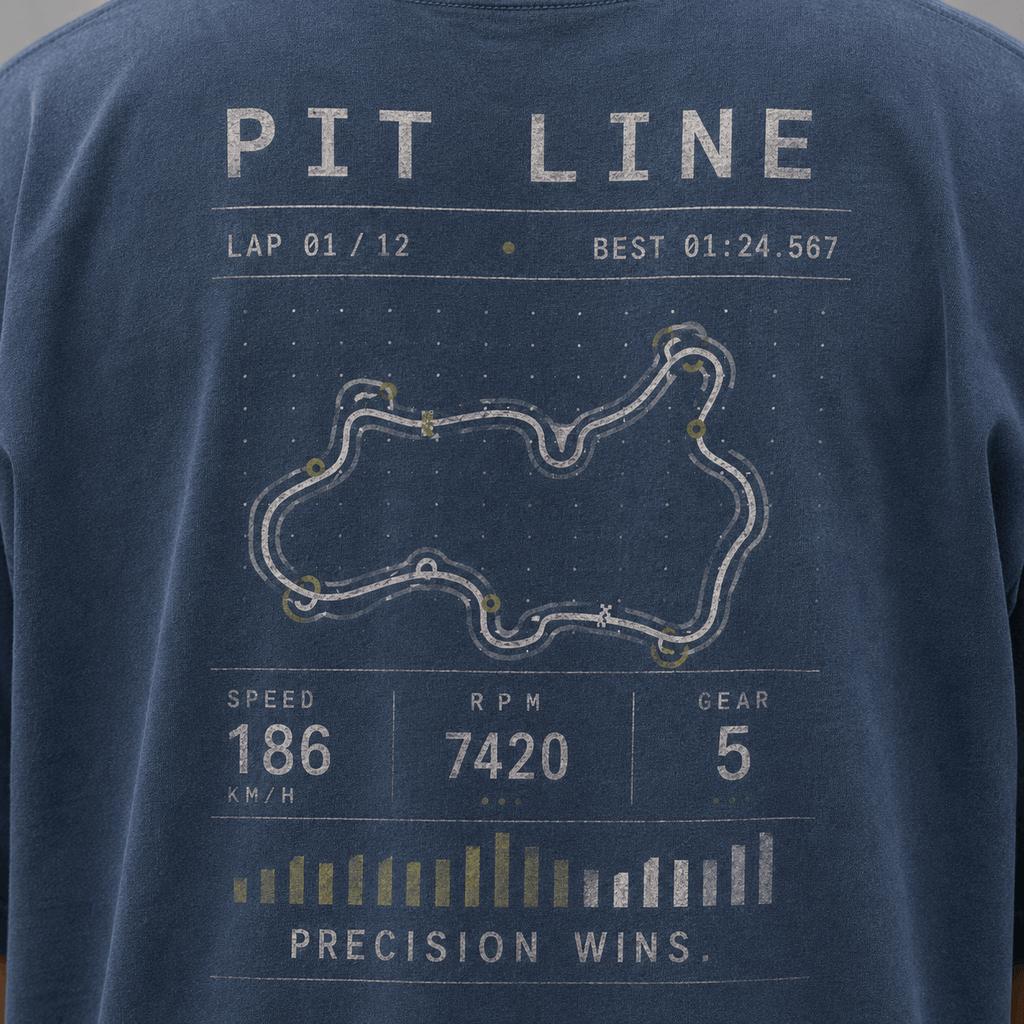 Pit Line Drop-Shoulder Graphic T-Shirt – Washed Blue