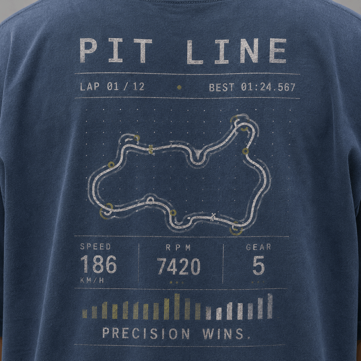 Pit Line Drop-Shoulder Graphic T-Shirt – Washed Blue