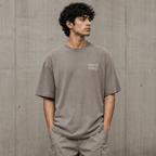 Build Phase Drop-Shoulder Graphic T-Shirt – Washed Taupe Grey