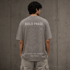 Build Phase Drop-Shoulder Graphic T-Shirt – Washed Taupe Grey