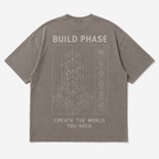 Build Phase Drop-Shoulder Graphic T-Shirt – Washed Taupe Grey