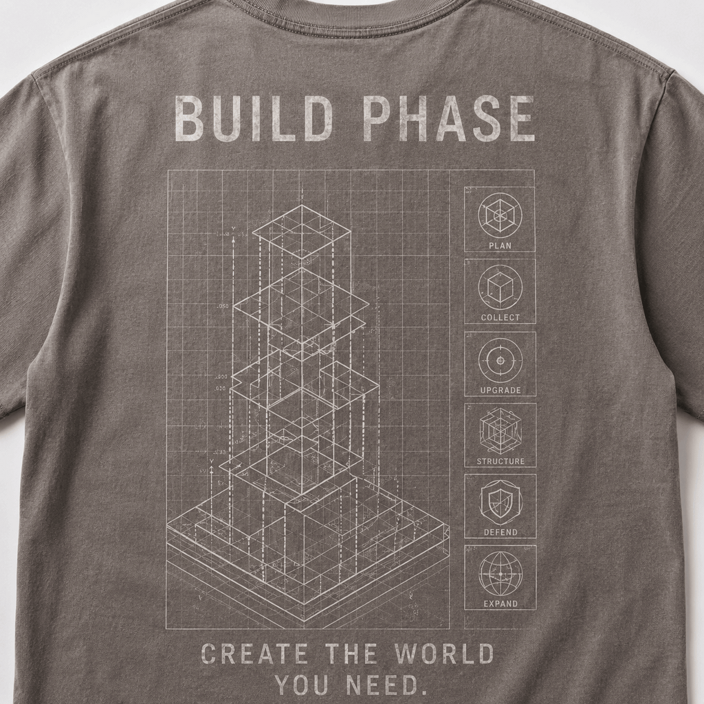 Build Phase Drop-Shoulder Graphic T-Shirt – Washed Taupe Grey