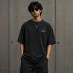 Dark Server Drop-Shoulder Graphic T-Shirt – Washed Black