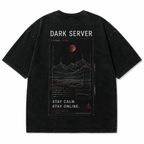 Dark Server Drop-Shoulder Graphic T-Shirt – Washed Black