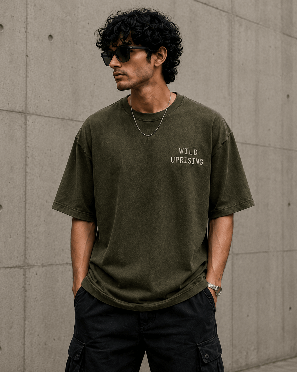 Wild Uprising Drop-Shoulder Graphic T-Shirt – Washed Olive