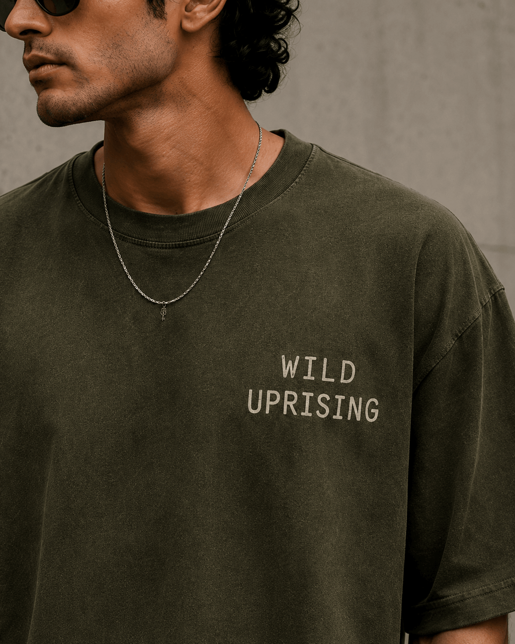Wild Uprising Drop-Shoulder Graphic T-Shirt – Washed Olive