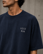 Vice Run Drop-Shoulder Graphic T-Shirt – Washed Navy