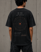 Last Circle Target Drop-Shoulder Graphic T-Shirt – Washed Black