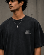 Last Circle Target Drop-Shoulder Graphic T-Shirt – Washed Black