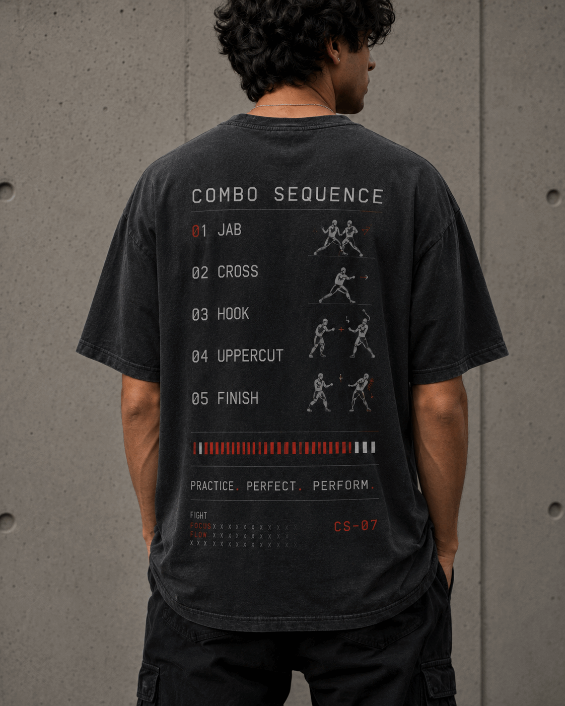 Combo State Sequence Drop-Shoulder Graphic T-Shirt – Washed Charcoal