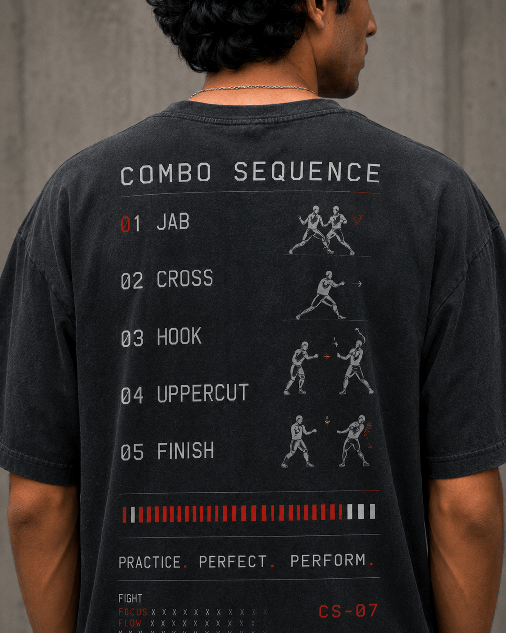 Combo State Sequence Drop-Shoulder Graphic T-Shirt – Washed Charcoal