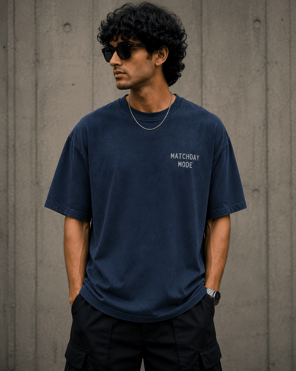 Matchday Mode Drop-Shoulder Graphic T-Shirt – Washed Navy