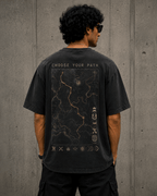 Quest Path Drop-Shoulder Graphic T-Shirt – Washed Charcoal