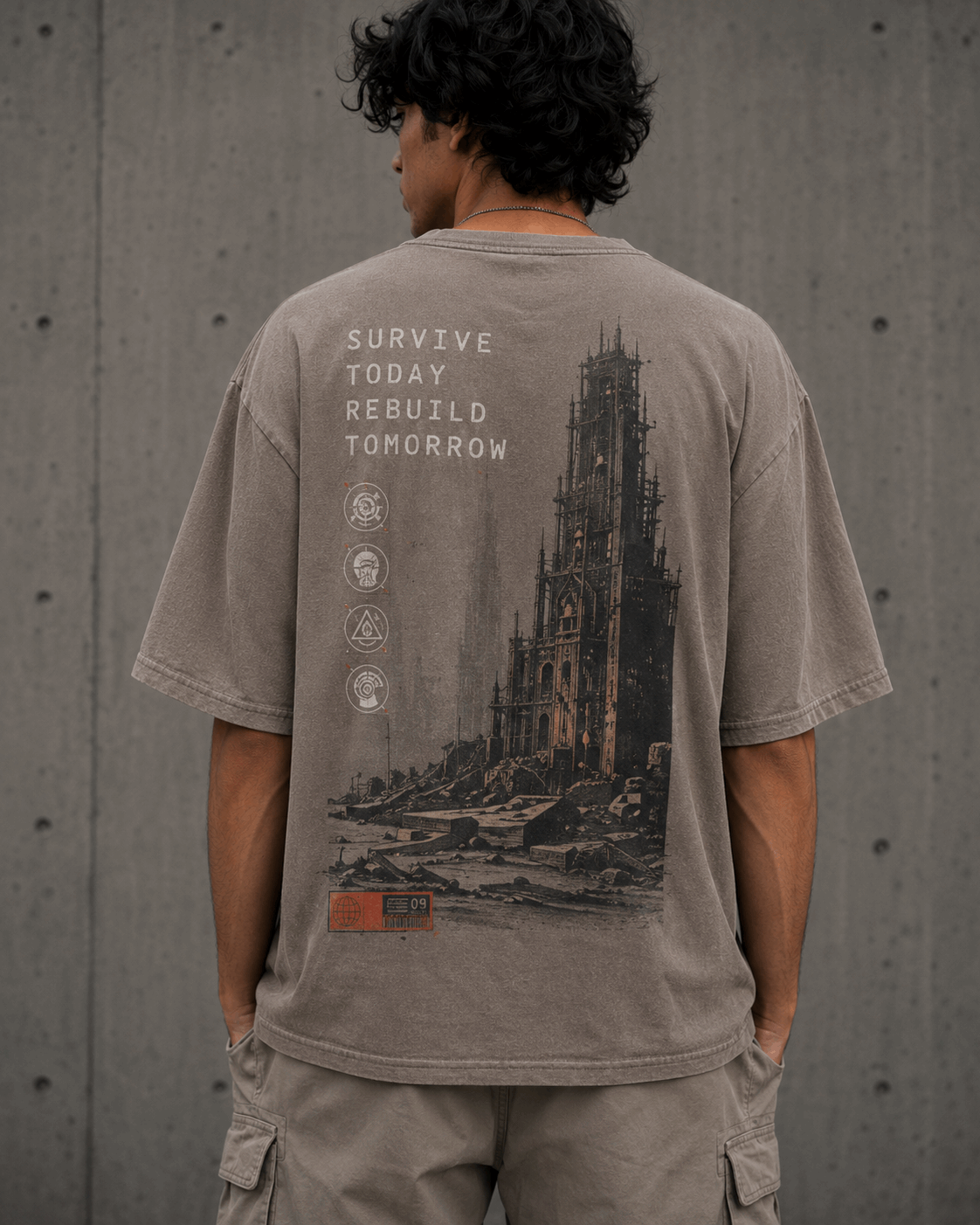 Last Outpost Drop-Shoulder Graphic T-Shirt – Washed Taupe