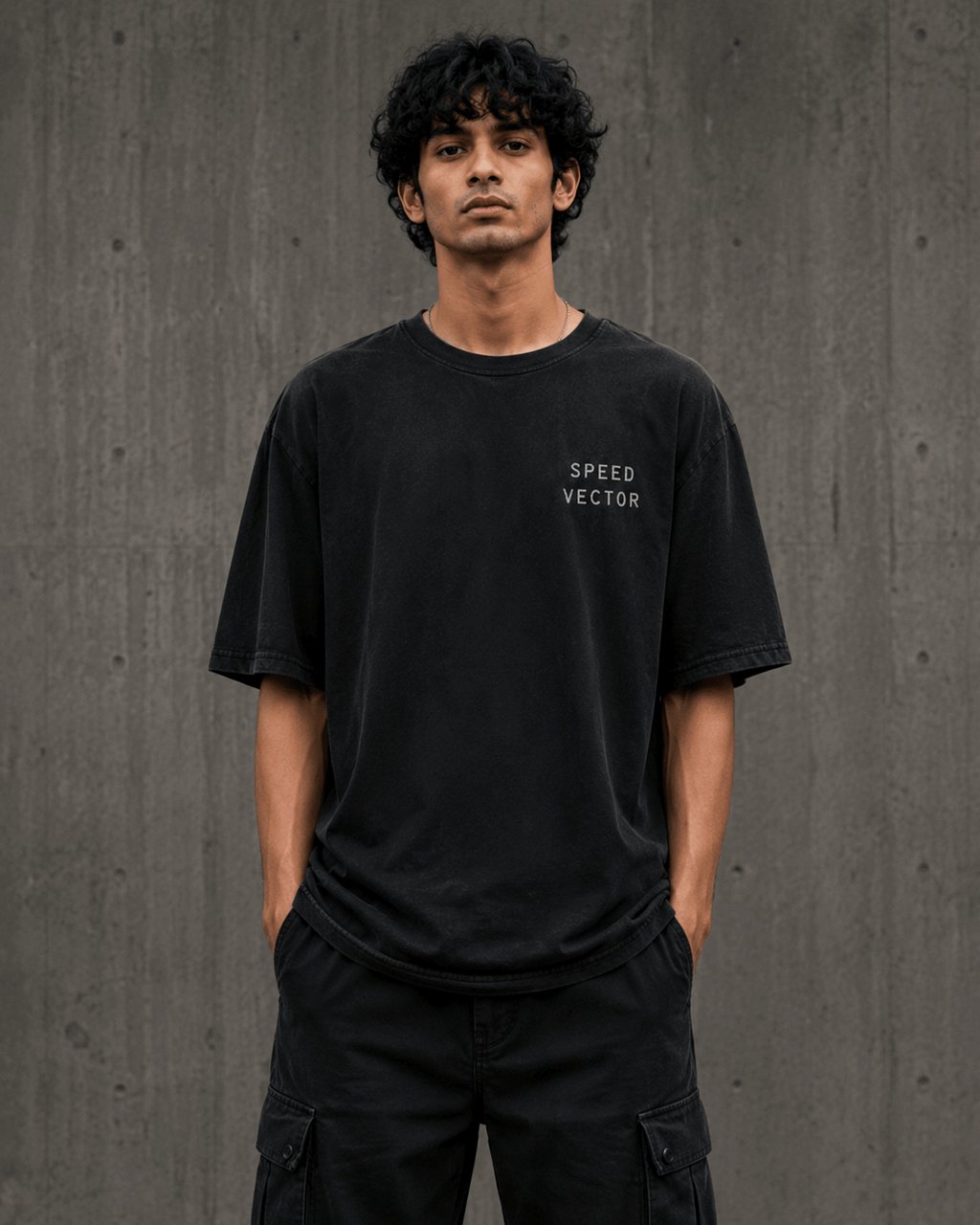 Speed Vector Drop-Shoulder Graphic T-Shirt – Washed Black