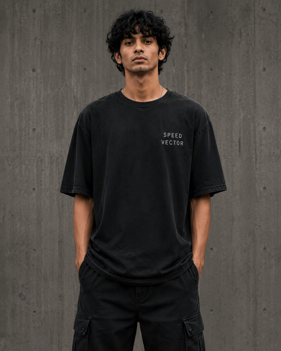Speed Vector Drop-Shoulder Graphic T-Shirt – Washed Black
