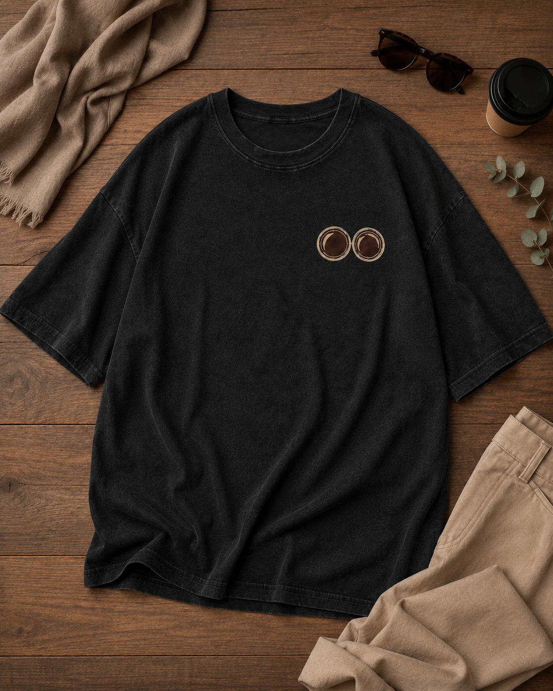Double Shot Women’s Oversized Drop Shoulder T-Shirt – Washed Black