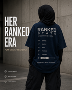 Ranked State Drop-Shoulder Graphic T-Shirt – Navy Blue