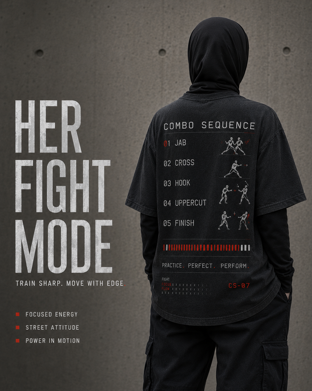 Combo State Sequence Drop-Shoulder Graphic T-Shirt – Washed Charcoal