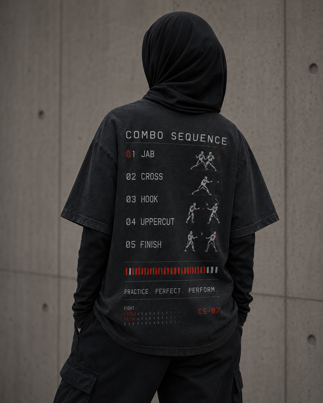 Combo State Sequence Drop-Shoulder Graphic T-Shirt – Washed Charcoal