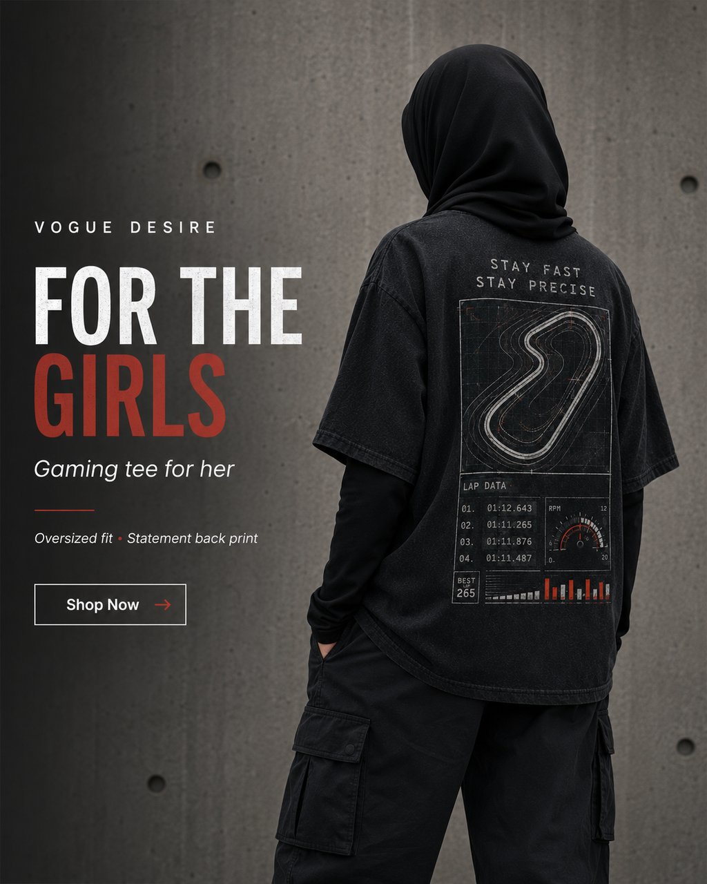 Speed Vector Drop-Shoulder Graphic T-Shirt – Washed Black