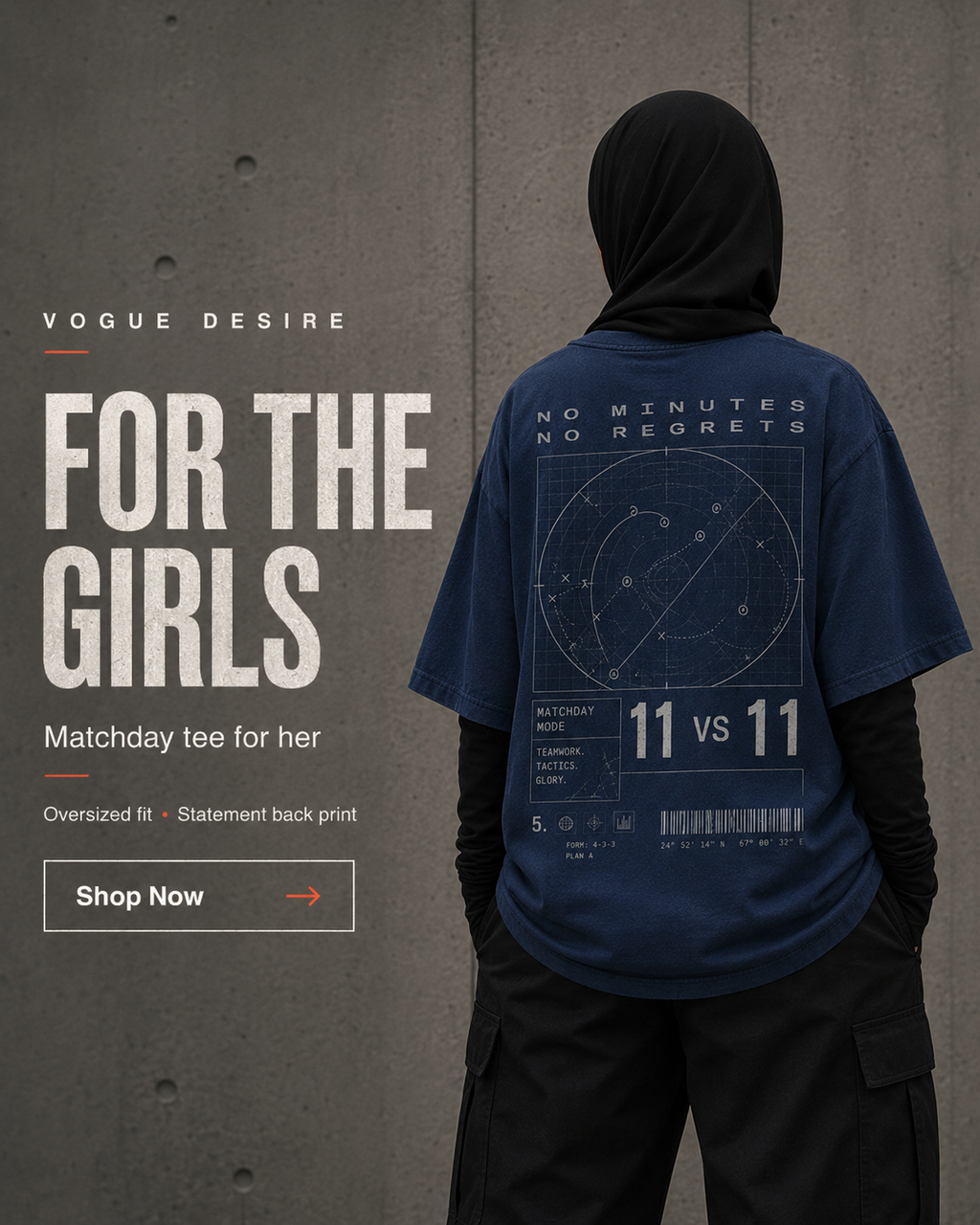 Matchday Mode Drop-Shoulder Graphic T-Shirt – Washed Navy