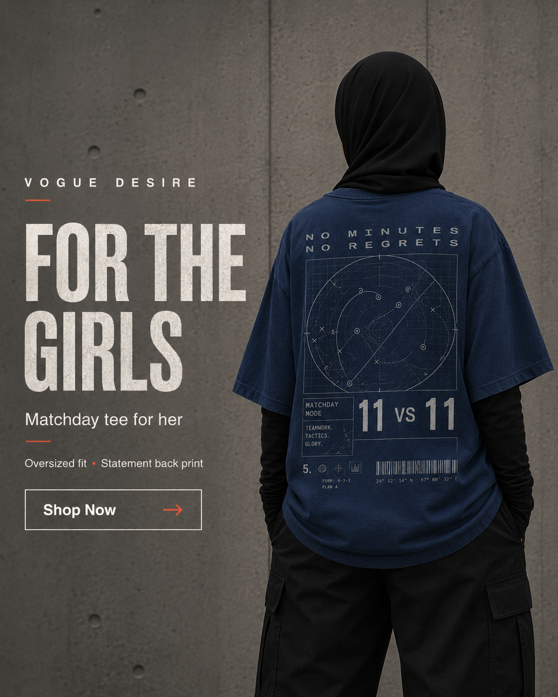 Matchday Mode Drop-Shoulder Graphic T-Shirt – Washed Navy
