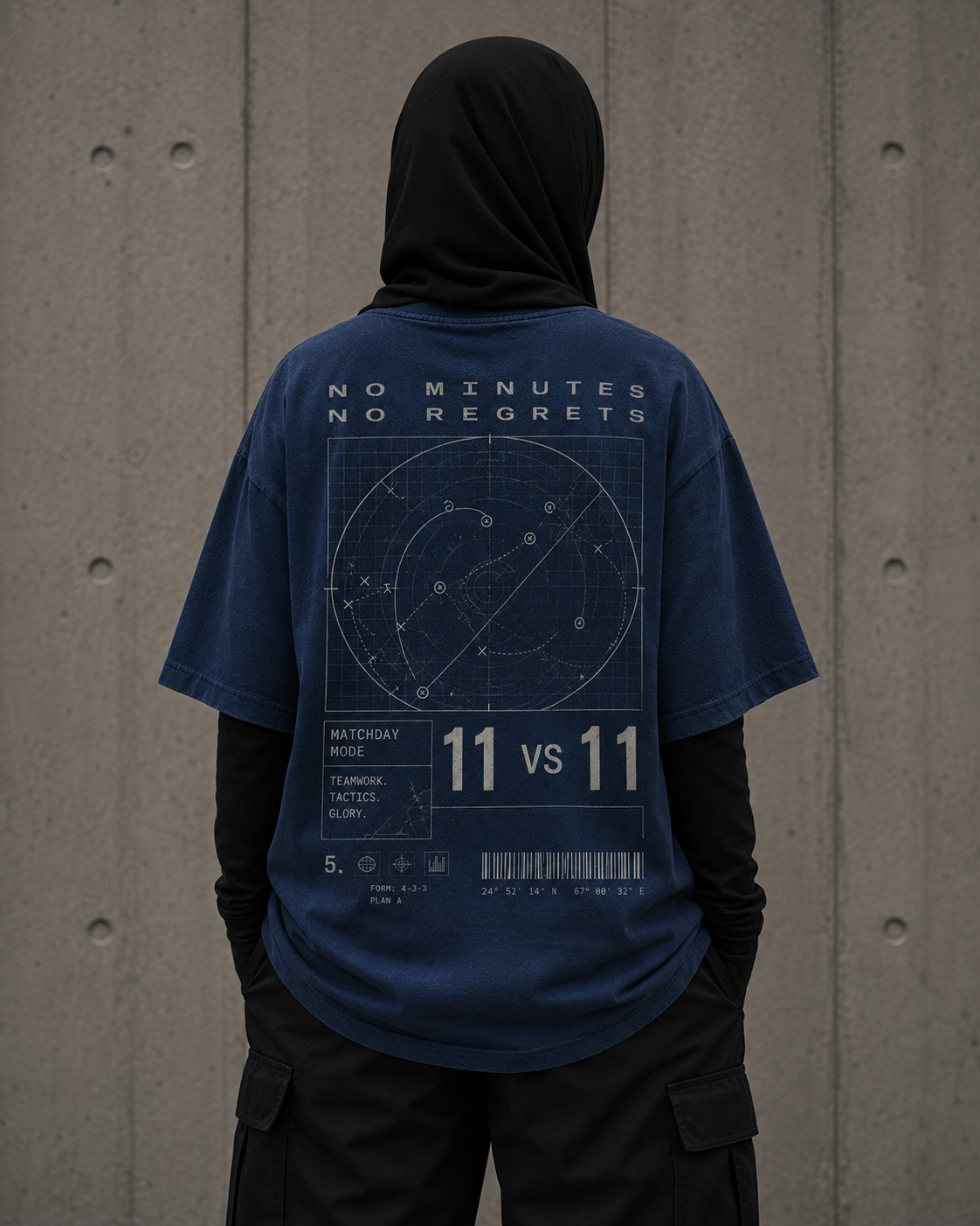 Matchday Mode Drop-Shoulder Graphic T-Shirt – Washed Navy