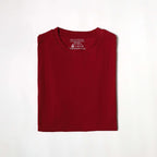 Burgundy Maroon Color Basic Crew Neck T-Shirt - VOGUE DESIRE