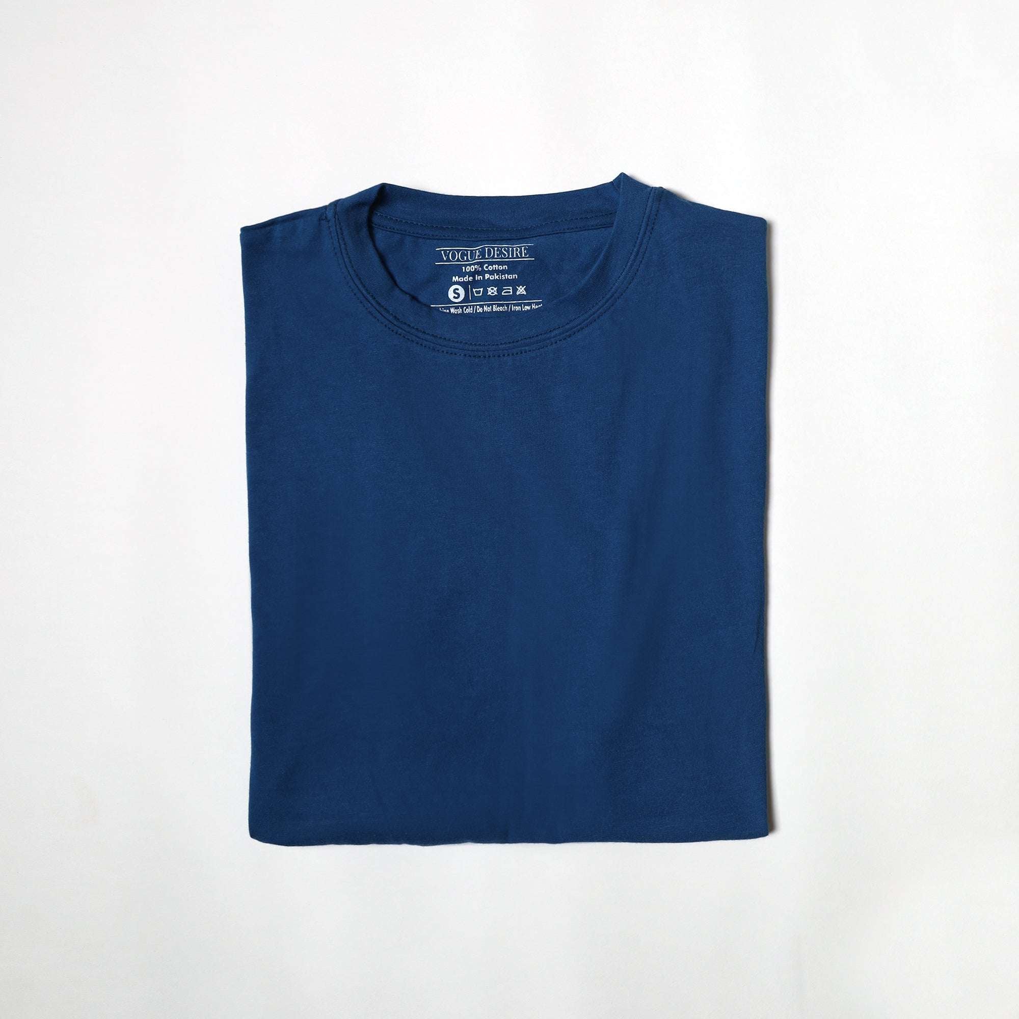 Refreshing Sea Blue Color Crew Neck T-Shirt - VOGUE DESIRE