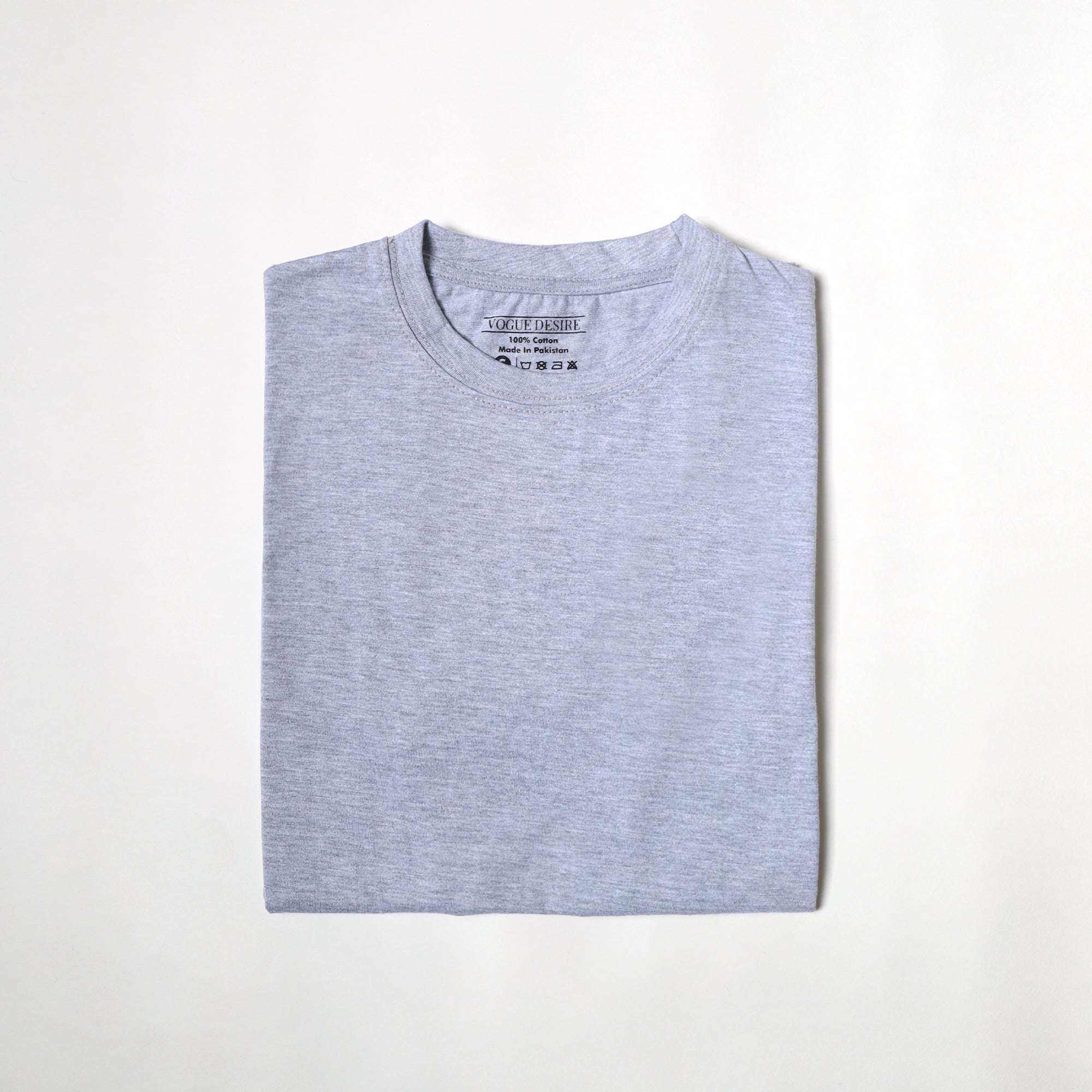 Modern Heather Gray Color Crew Neck T-Shirt - VOGUE DESIRE